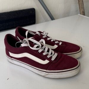 Vans Burgundy and White Women's Sneakers